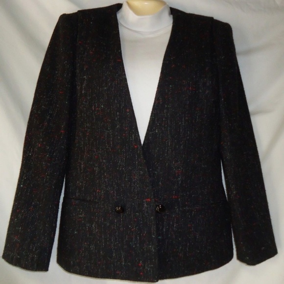 Women's E.H. Woods Black Wool Blazer Size 8 - Picture 1 of 2